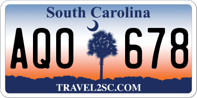 SC license plate AQO678