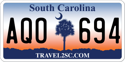 SC license plate AQO694