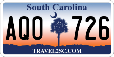 SC license plate AQO726