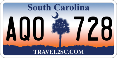 SC license plate AQO728