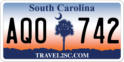 SC license plate AQO742