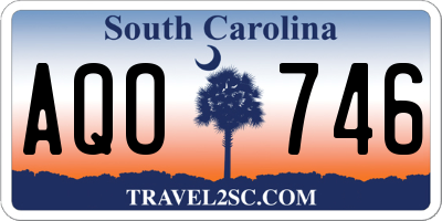 SC license plate AQO746
