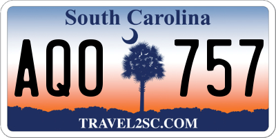 SC license plate AQO757
