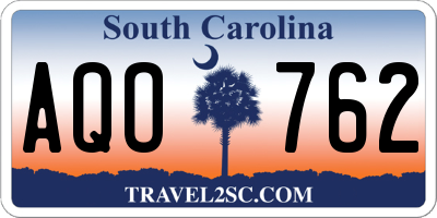 SC license plate AQO762