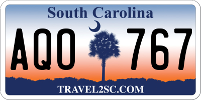 SC license plate AQO767