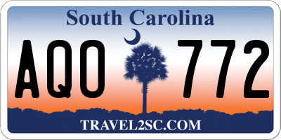 SC license plate AQO772