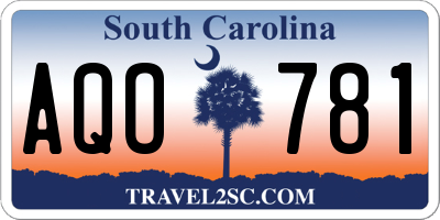 SC license plate AQO781