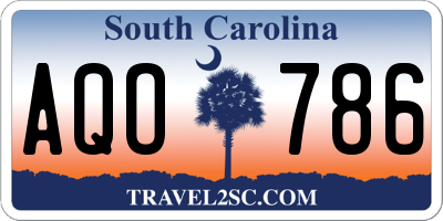 SC license plate AQO786