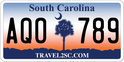 SC license plate AQO789