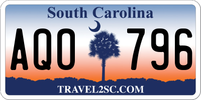 SC license plate AQO796