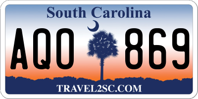 SC license plate AQO869