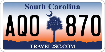 SC license plate AQO870