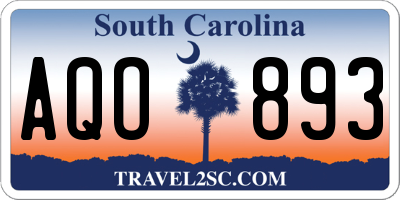 SC license plate AQO893