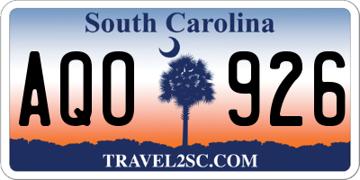 SC license plate AQO926