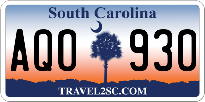 SC license plate AQO930