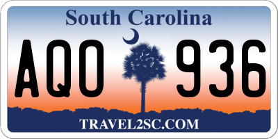 SC license plate AQO936