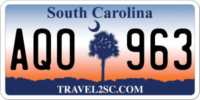 SC license plate AQO963