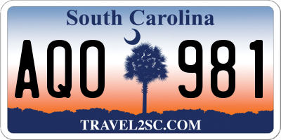 SC license plate AQO981