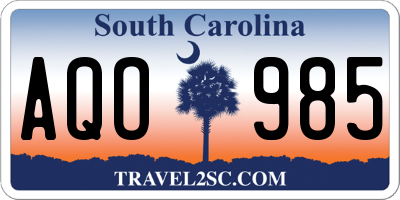 SC license plate AQO985