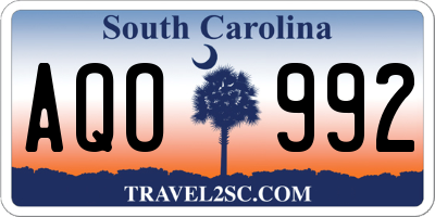 SC license plate AQO992