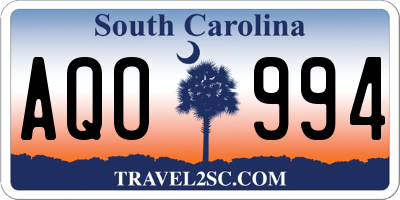 SC license plate AQO994