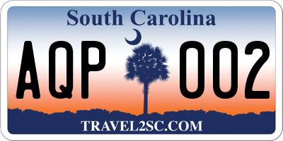 SC license plate AQP002
