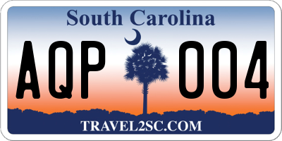 SC license plate AQP004