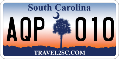 SC license plate AQP010