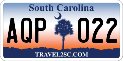 SC license plate AQP022