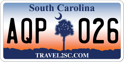 SC license plate AQP026