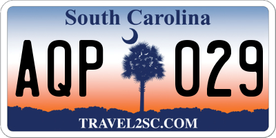 SC license plate AQP029