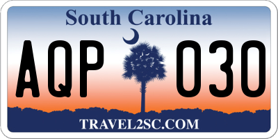 SC license plate AQP030