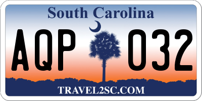 SC license plate AQP032