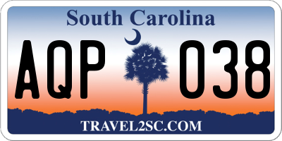 SC license plate AQP038