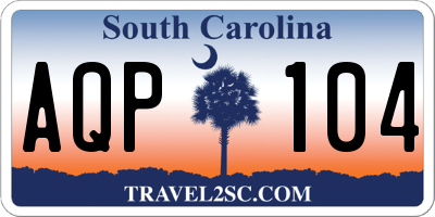 SC license plate AQP104