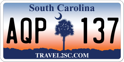SC license plate AQP137
