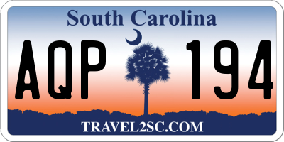 SC license plate AQP194