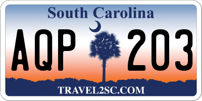 SC license plate AQP203