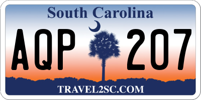 SC license plate AQP207