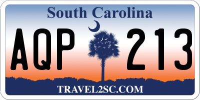 SC license plate AQP213
