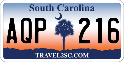 SC license plate AQP216