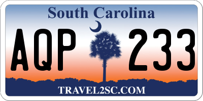 SC license plate AQP233