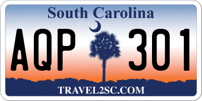SC license plate AQP301