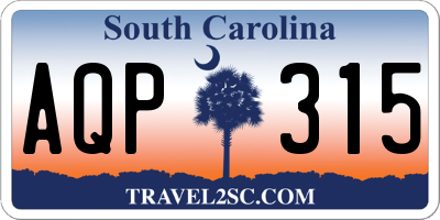 SC license plate AQP315