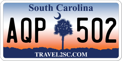 SC license plate AQP502