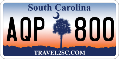 SC license plate AQP800