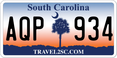 SC license plate AQP934