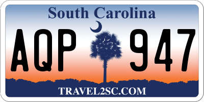 SC license plate AQP947