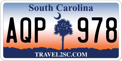 SC license plate AQP978