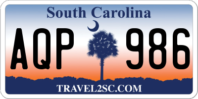 SC license plate AQP986